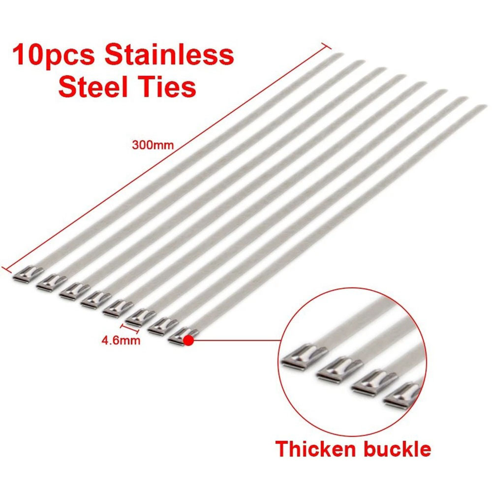 15M 50mm 2mm Heat Resistant  Exhaust Wrap Titanium With 10 Stainless Steel Ties photo 4