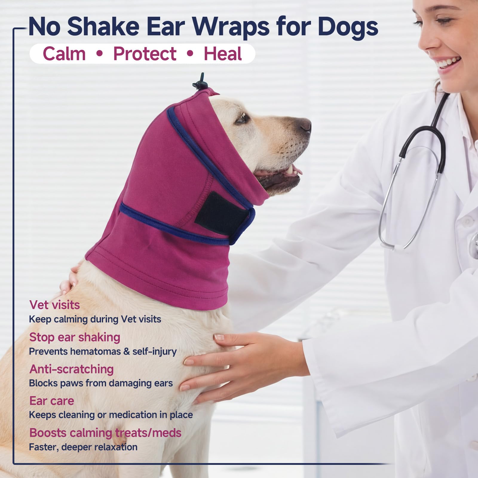 Calming Hoodie Quiet For Fireworks,Dog Ear Wrap Hematoma Head Cover  Soft,Anti Flapping, Snoods For Dogs For Eating & Drinking, Adjustable Dog Ear Protection For Bath,Blow photo 3
