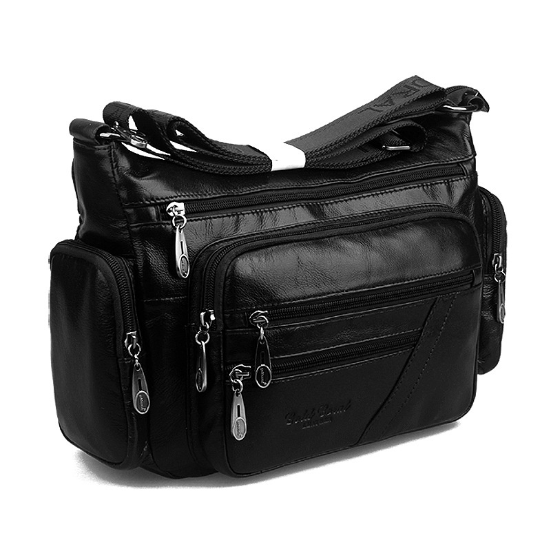 New Cowhide Single Shoulder Crossbody Bag For Middle-aged And Elderly Mothers, With Layered Leather And Leather For Casual Crossbody - Black photo 1