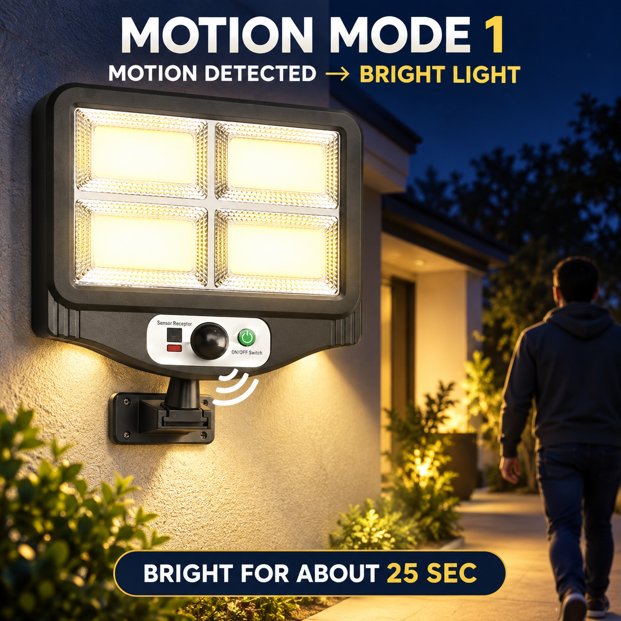 Solar Powered Rechargeable Motion Sensor COB LED Work Light 1500mAh For Auto W781 4 1x photo 2