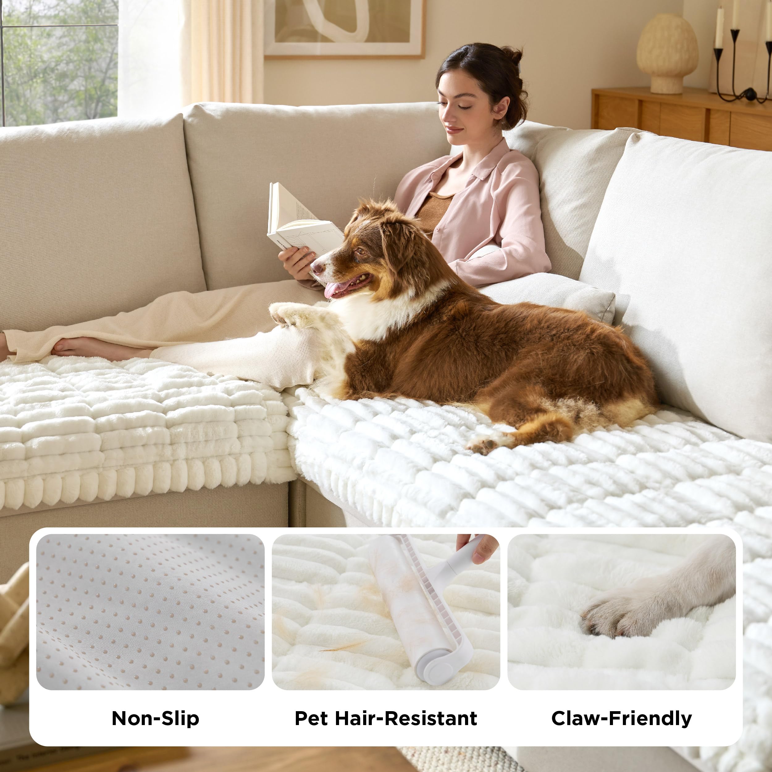 Couch Covers For Dogs, Non-Slip Sofa Covers For Pets Thick Quilted Padding, Ultra-Soft Corduroy Flannel, Machine Washable photo 2