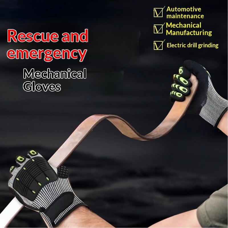 Heavy Duty TPR Impact Gloves - Cut Resistant Mechanics Work Gloves With Anti-Crush Finger Protection, Oil Resistant & Anti-Slip Grip For Construction  Rigging photo 5