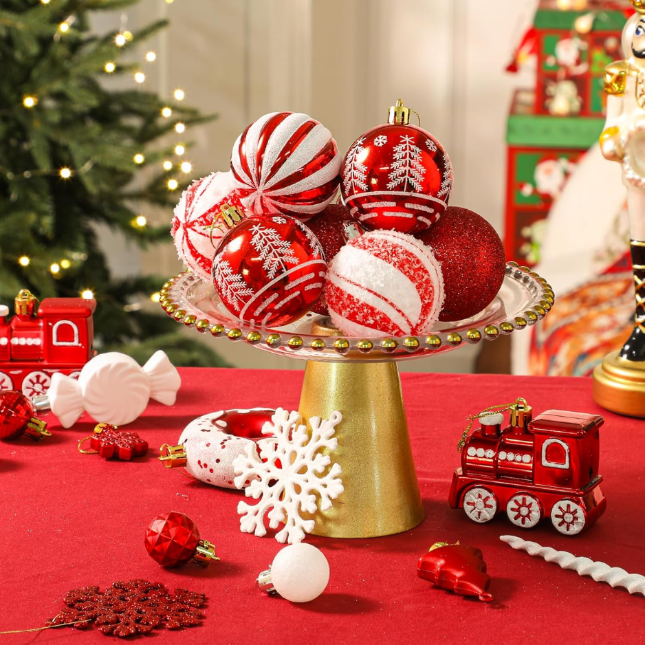 82pcs Christmas Balls Ornaments Set, Shatterproof Plastic Decor Delightful Classic Gift Set For Xmas Tree Holiday Wedding Party Decorations photo 5