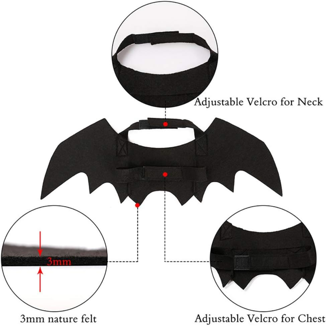 Pet Cat Bat Wings For Halloween Party Decoration, Puppy Collar Leads Cosplay Bat Costume,Cute Puppy Cat Dress Up Accessories photo 2