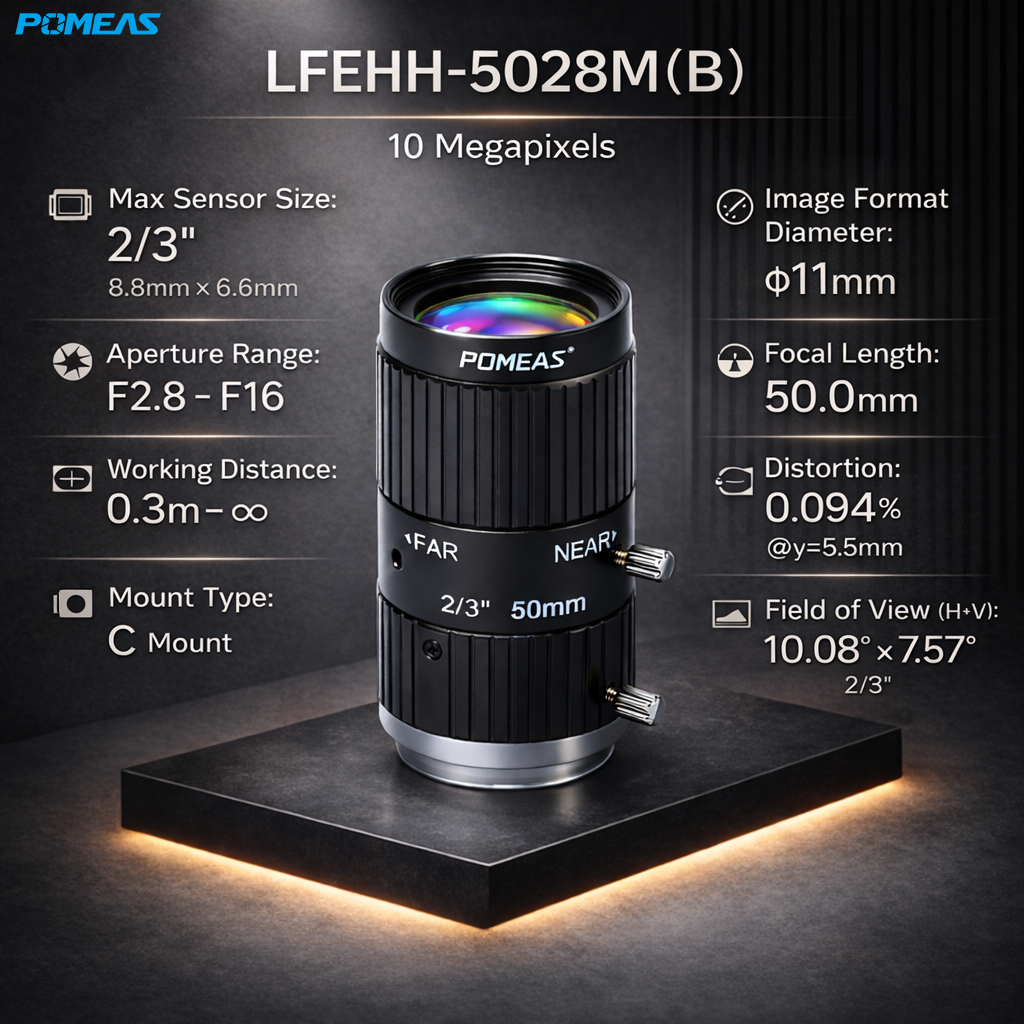LFEHH-5028M 50mm F2.8 10MP Fixed Focal Length Machine Vision Lens For 2       3 Inch Industrial Cameras photo 3