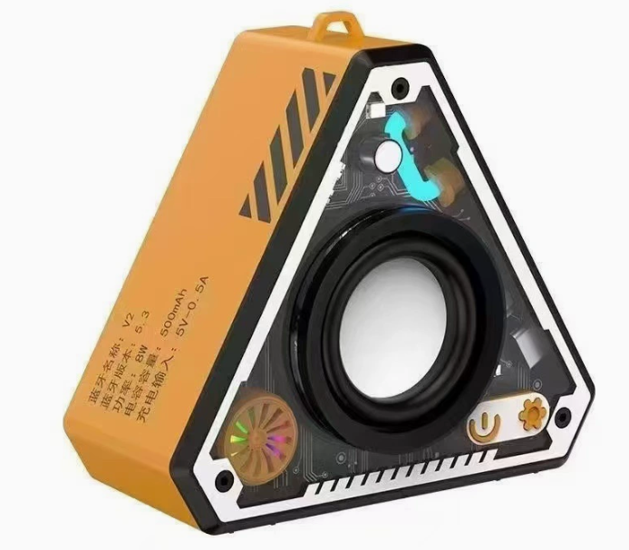 Cross-border V2 Wireless Bluetooth Audio Outdoor Portable Mecha Subwoofer Dual-machine Interconnected Mini Desktop Small Speaker-orange photo 5