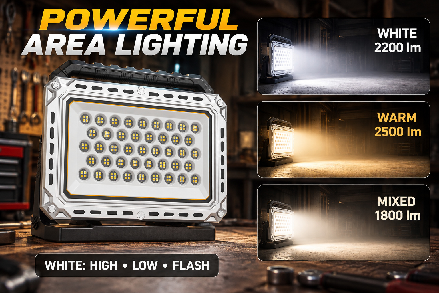 Rechargeable Battery Display Type C LED Work Light For W8141 5 2500LM SMD 2835 Flood photo 5