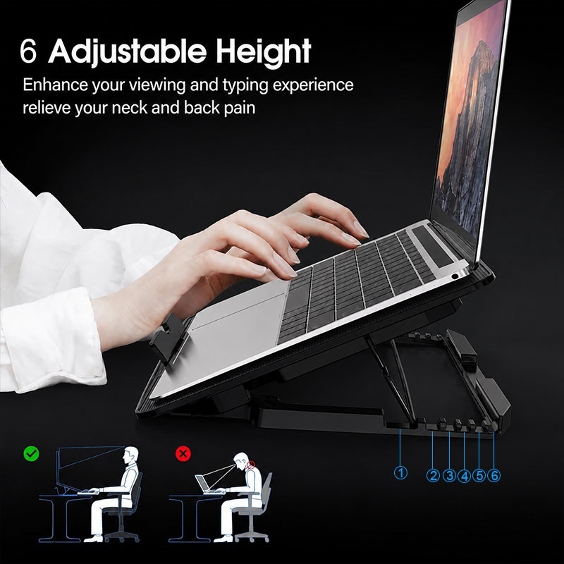 13-17inch Laptop Cooling Pad With 6 Quiet Fans, 6 Height Wind Speed photo 2