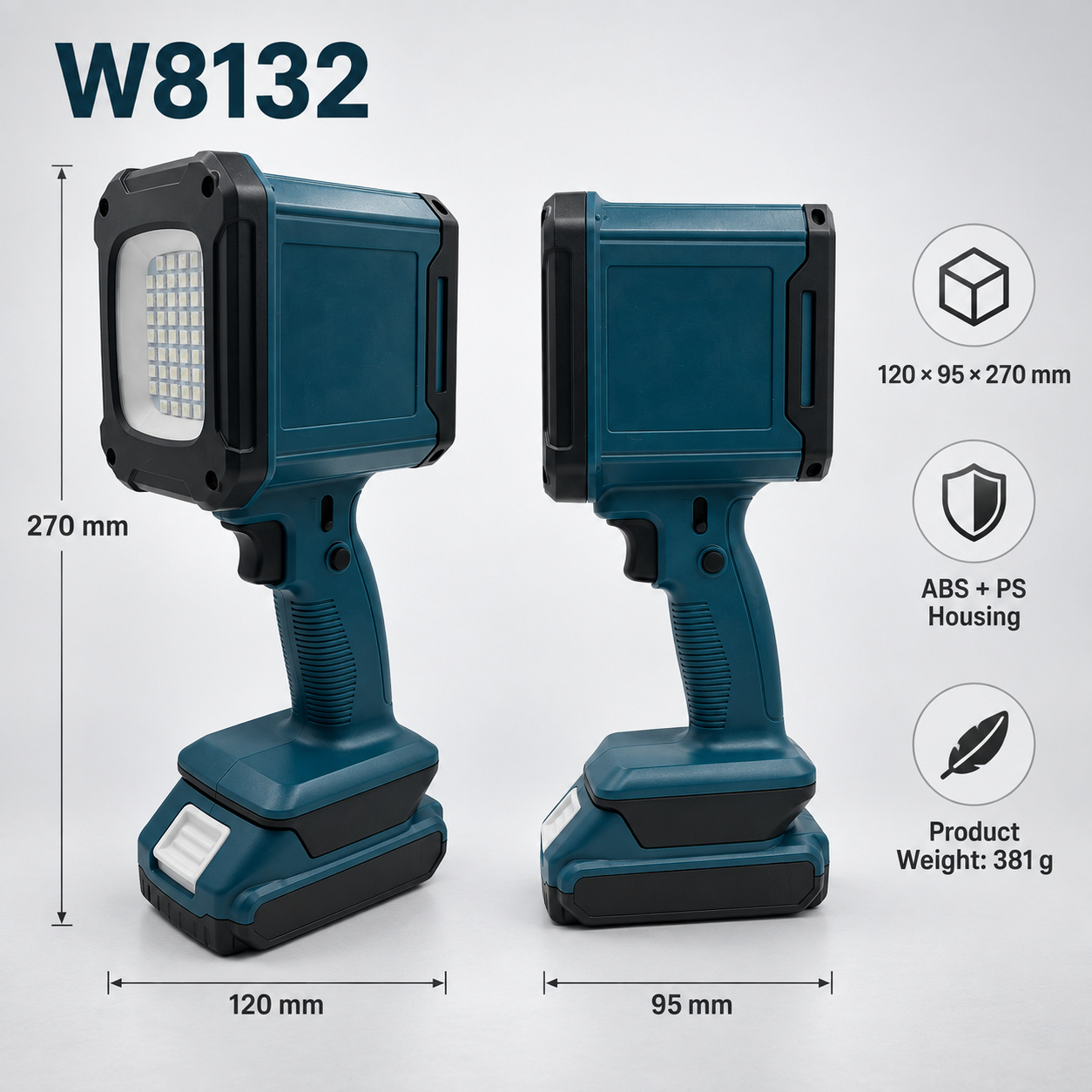 Rechargeable Type C LED Work Light 15000mAh W8132 420LM RGB Lighting Flashlight P50 6500mAh Battery photo 4