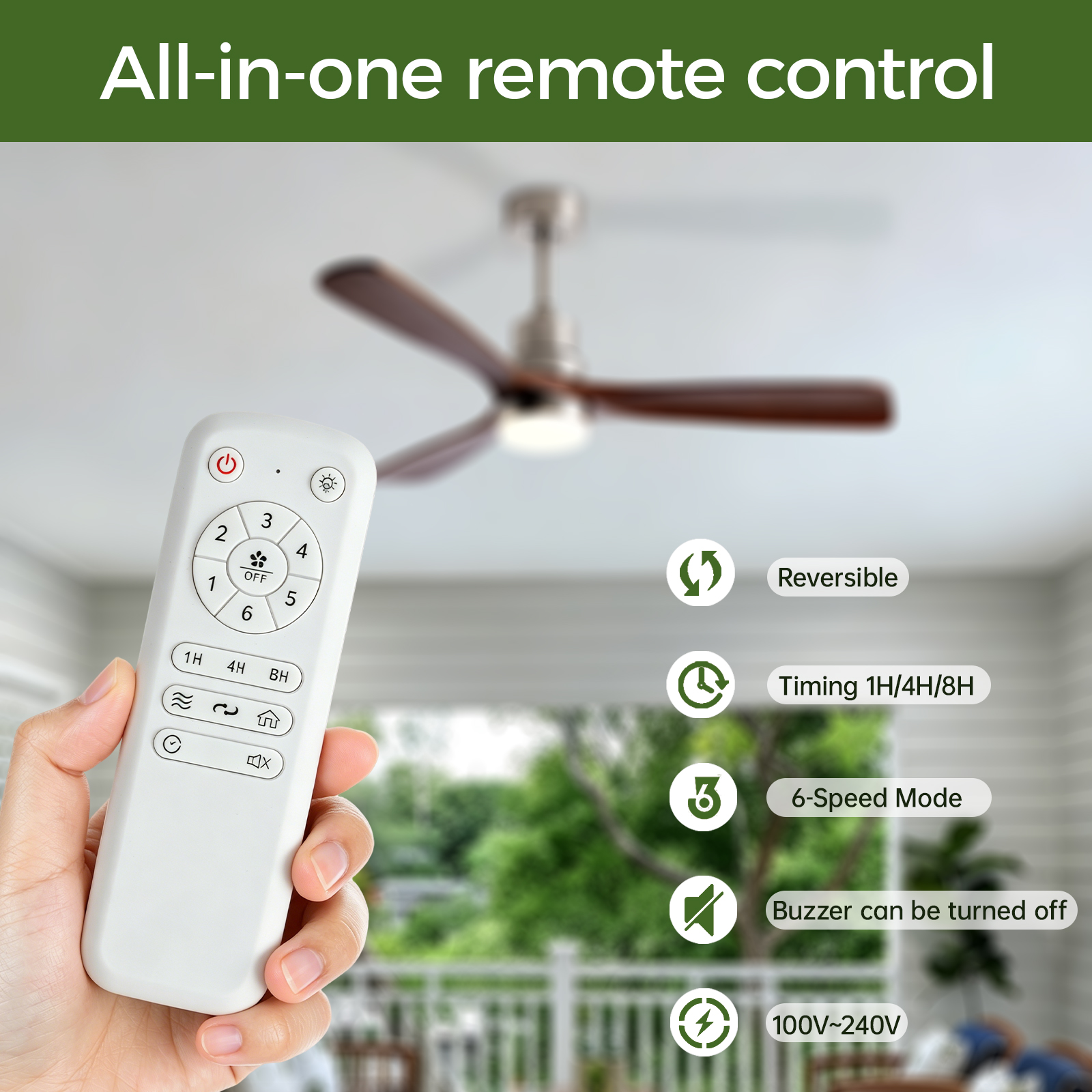 52 Inch Brushed Nickel Ceiling Fans with Lights and Remote Control, Modern Ceiling Fan Light, 3 Blades, 6 Speed DC Motor, Indoor Outdoor Ceiling Fan for Farmhouse,Bedroom photo 2