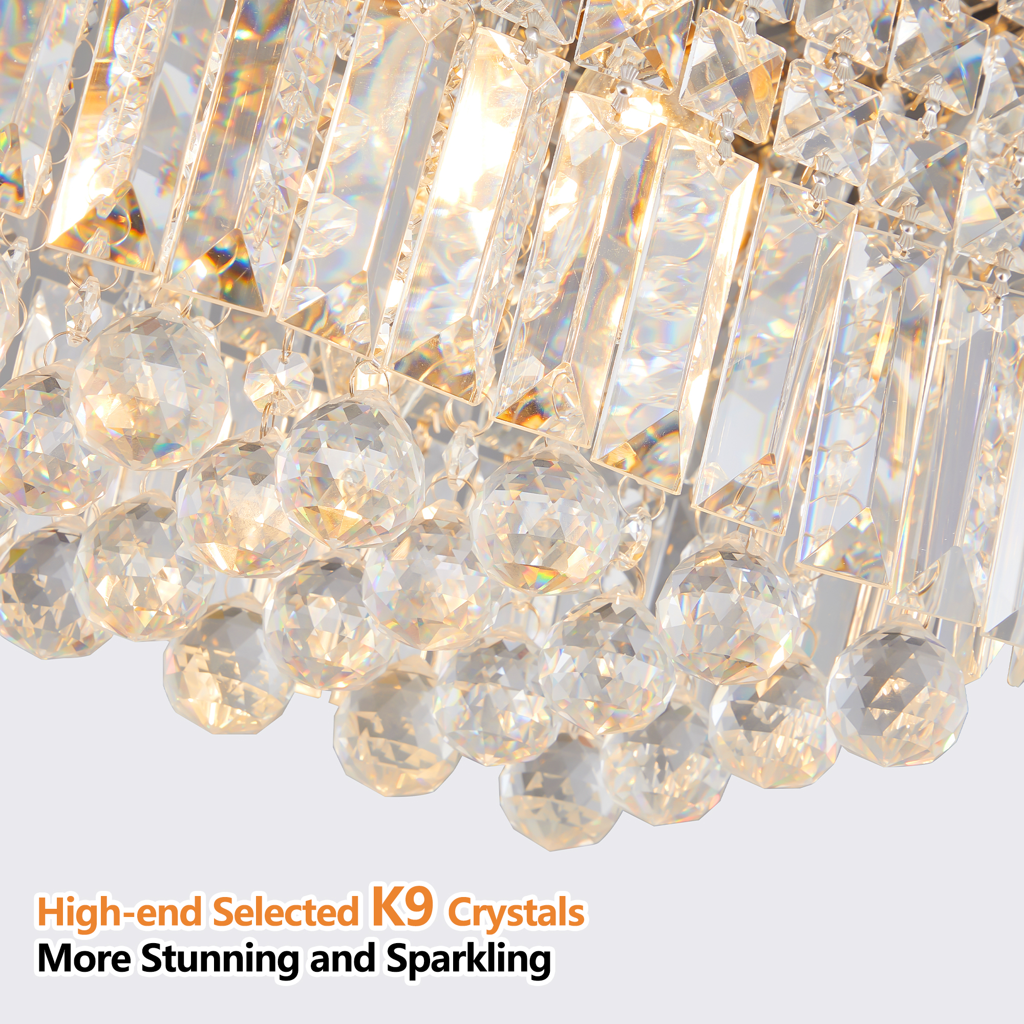 Modern Crystal Chandelier for Dining Room 8-Light White Rectangle Raindrop Chandelier Contemporary Rectangular Pendant Light Fixture for Kitchen Island Bar L39.4'' x W9.8'' x H8.7'(Bulb Not Included) photo 4