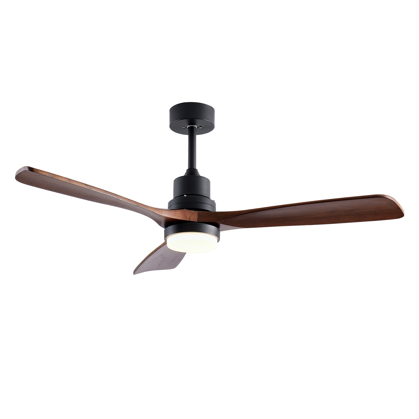 52" Wooden Ceiling Fans with Lighted Remote Control, Indoor Outdoor Wooden Ceiling Fan, Outdoor Modern Ceiling Fan with 3 Fan Blades for Patio, Living Room, Farmhouse, etc (Black + Walnut) photo 5