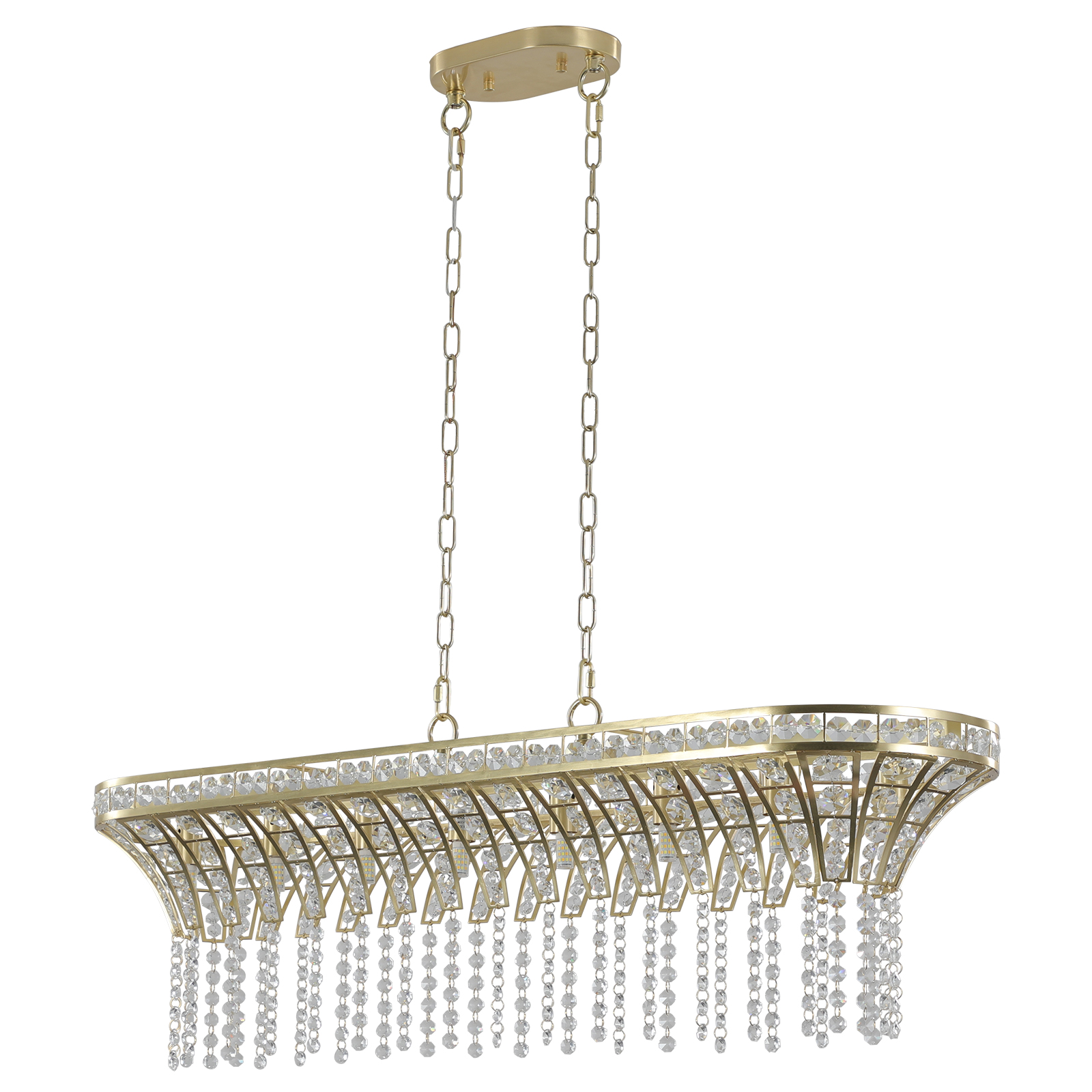 39" Modern Crystal Linear Rectangle Chandelier with Gold Finish, Elegant Pendant Light with Cascading Beads, for Dining Room, Living Room, or Foyer (Bulb Not Included) photo 5