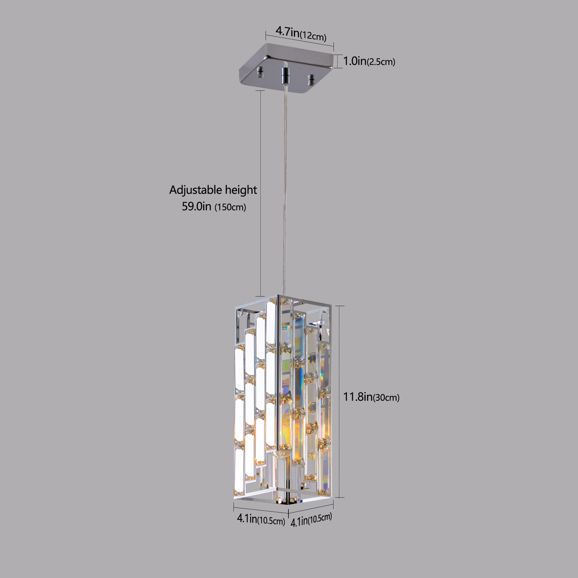 4" Modern Crystal Pendant Light - 3 Pack, Adjustable Hanging Ceiling Lamp with Crystal Prism Design for Dining Room, Kitchen Island, and Living Room -Chrome Finish photo 8