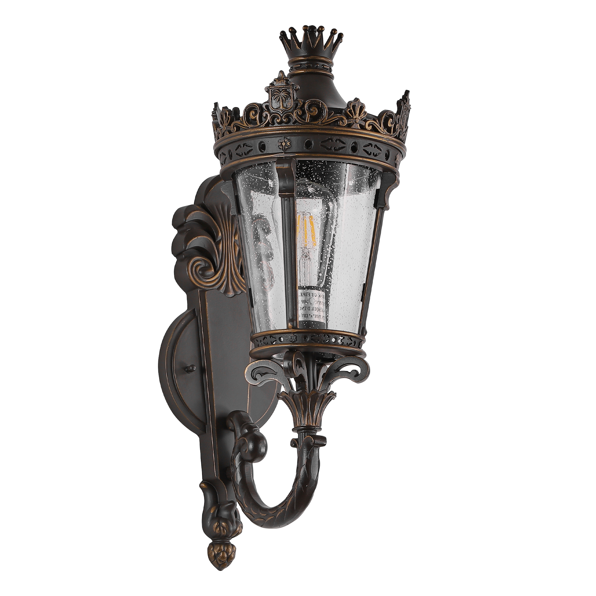 21"(H) Vintage Outdoor Wall Lantern, Waterproof Exterior Wall Sconce with Crown Top and Clear Glass, Decorative Outdoor Lighting Fixture for Patio, Garden, or Entryway (One piece&No bulb) photo 4