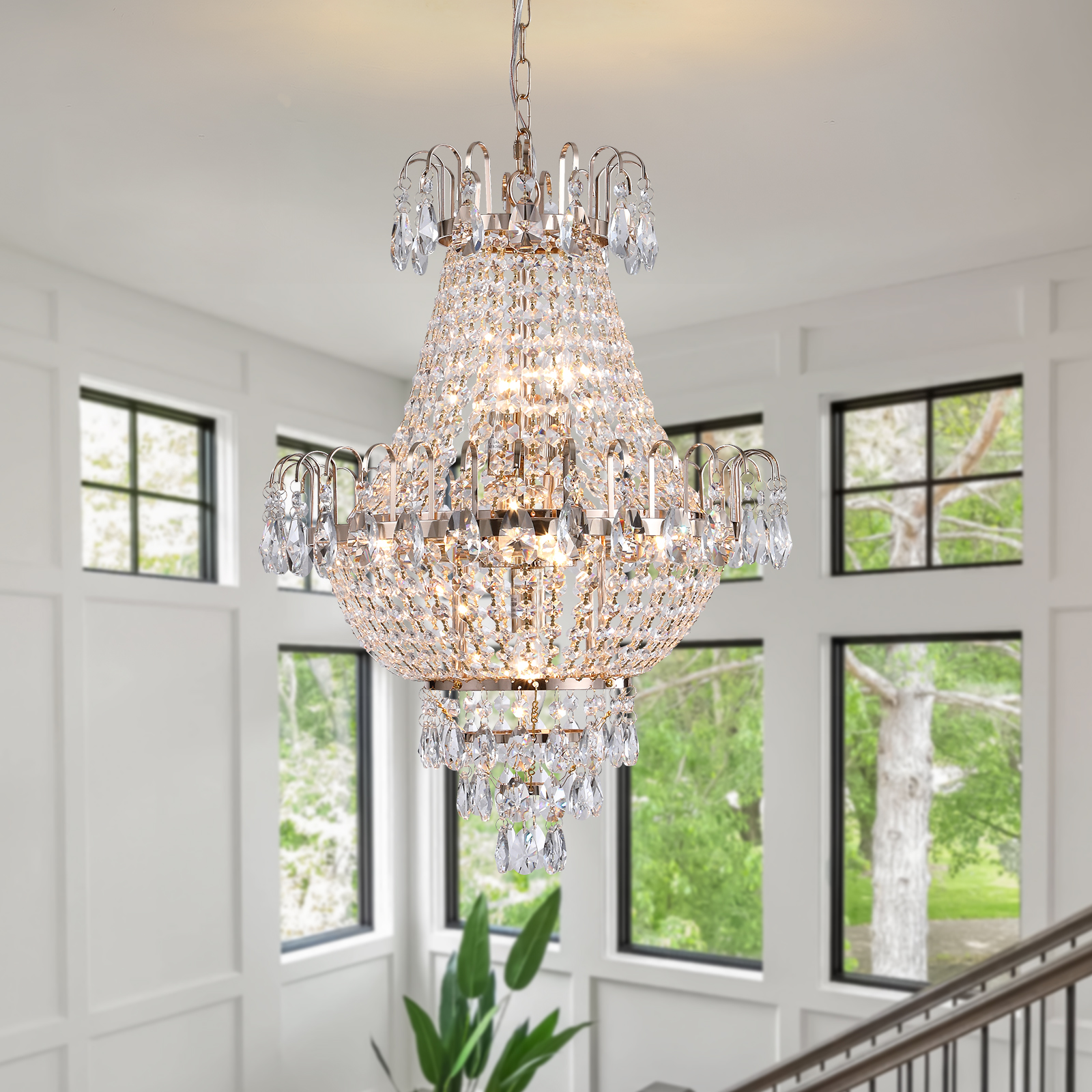 (Same as W1340102270/L5003) Gold Crystal Chandeliers,Large Contemporary Luxury Ceiling Lighting for Living Room Dining Room Bedroom Hallway photo 2