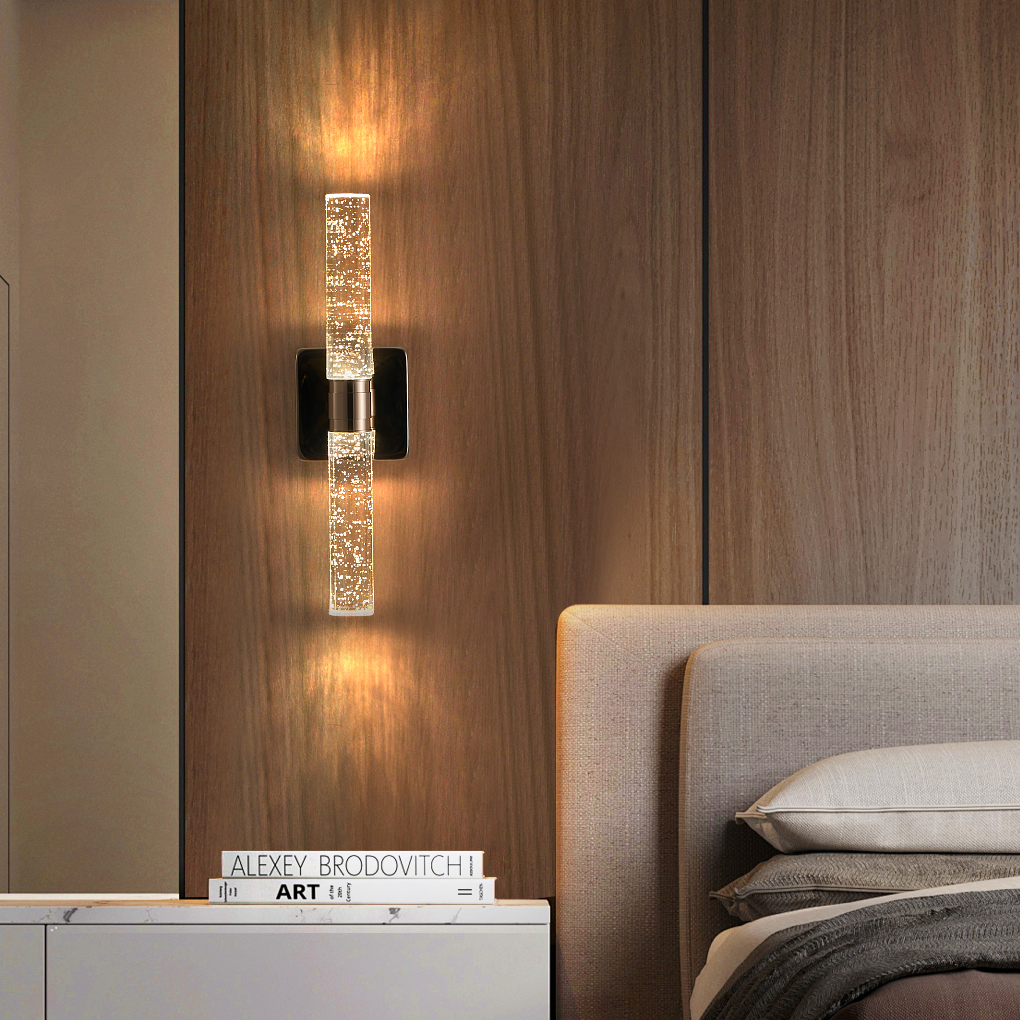 (Same as W1340P225797/L005027-H430-W1G2)17"(H) Contemporary Crystal Wall Light, Gold Plating Finish with Bubble Crystal, 2-Light Sconce for Bathroom, Bedroom, Hallway – Modern Indoor Lighting Fixture photo 4