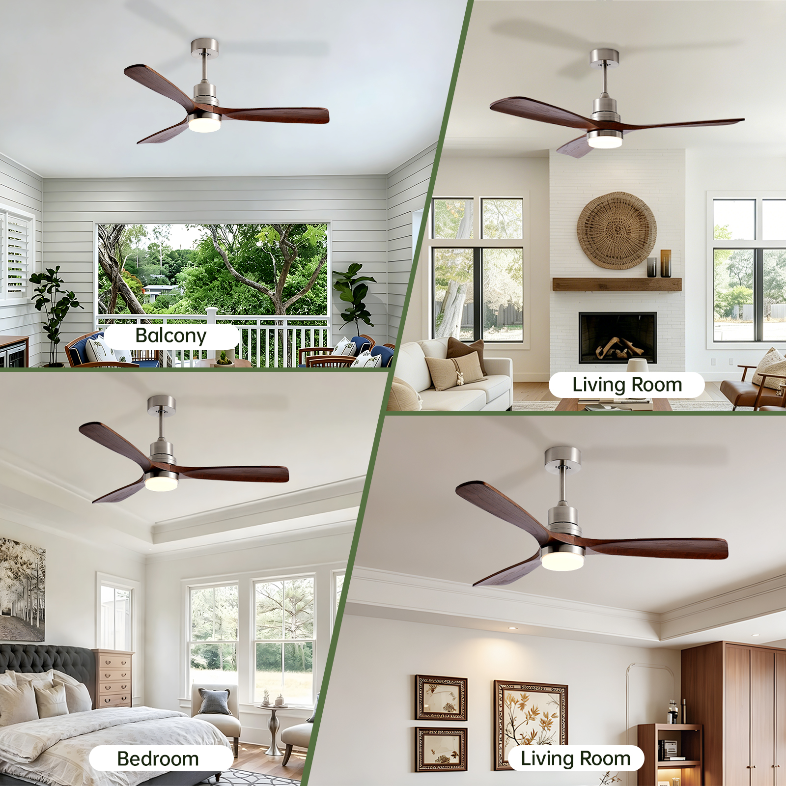 52 Inch Brushed Nickel Ceiling Fans with Lights and Remote Control, Modern Ceiling Fan Light, 3 Blades, 6 Speed DC Motor, Indoor Outdoor Ceiling Fan for Farmhouse,Bedroom photo 8