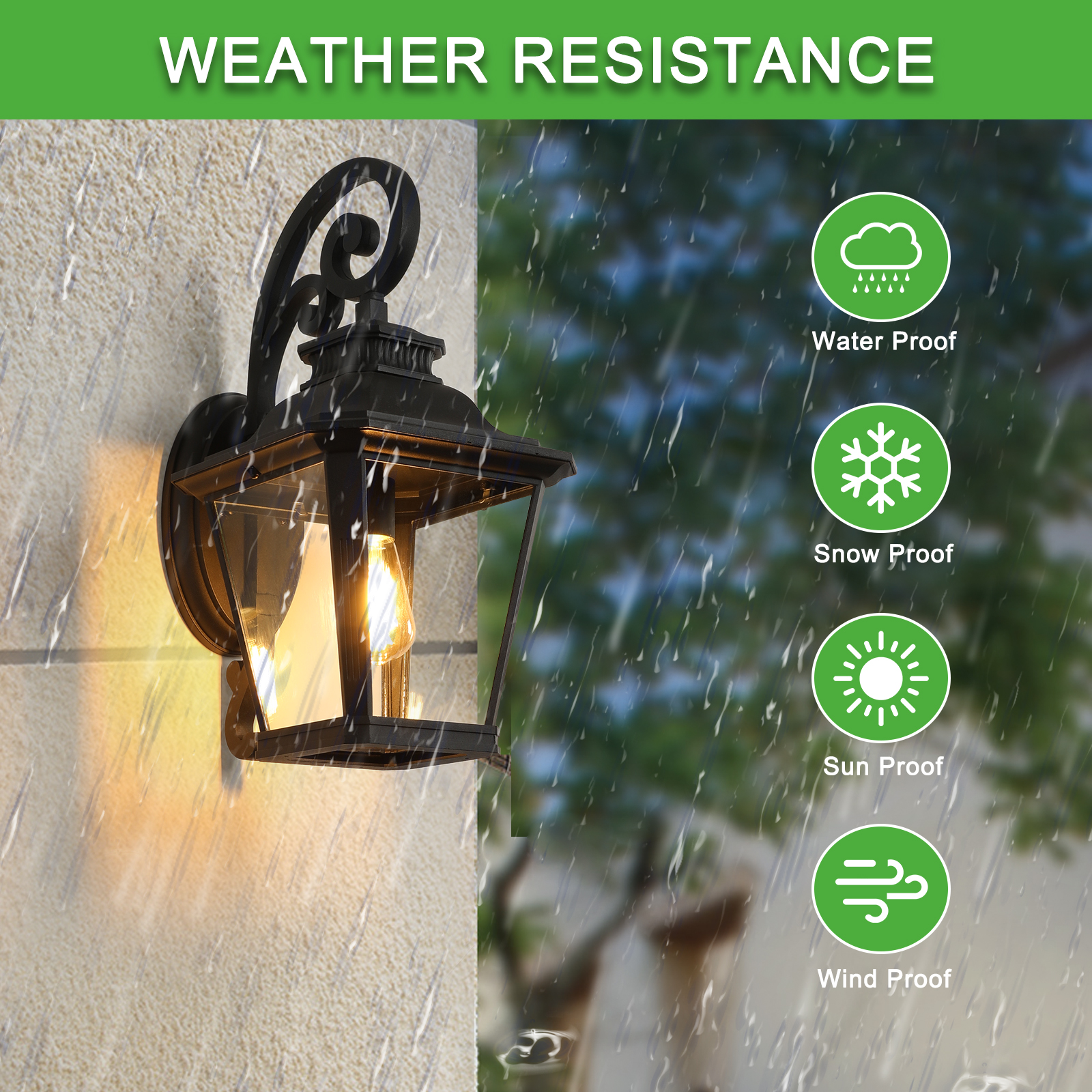 21"(H) 1-Pack Outdoor Wall Lantern Light – Vintage Black Metal & Clear Glass Sconce with Decorative Scroll Design for Porch, Patio, and Garden Lighting (Bulb Not Included) photo 8