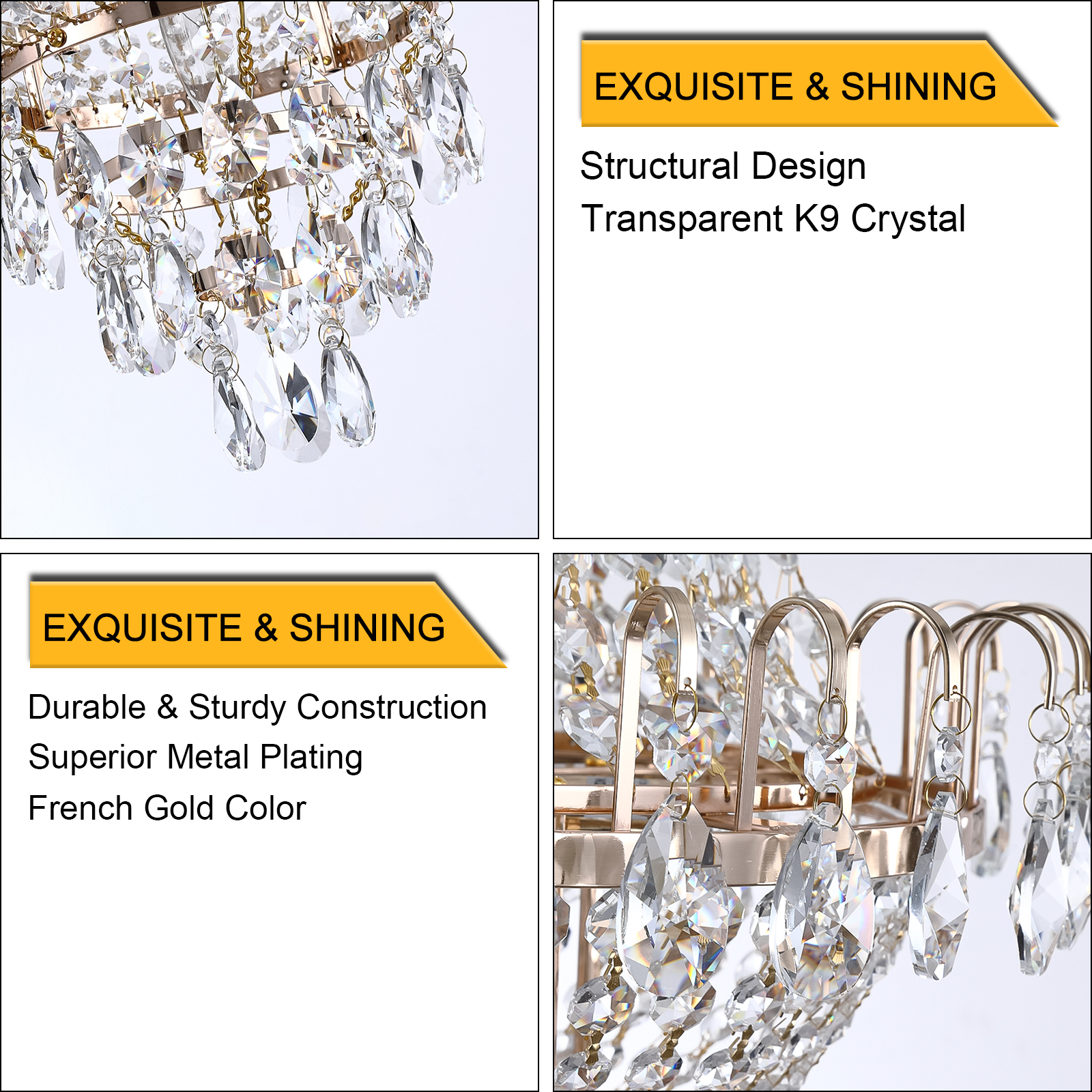 (Same as W1340102270/L5003) Gold Crystal Chandeliers,Large Contemporary Luxury Ceiling Lighting for Living Room Dining Room Bedroom Hallway photo 3