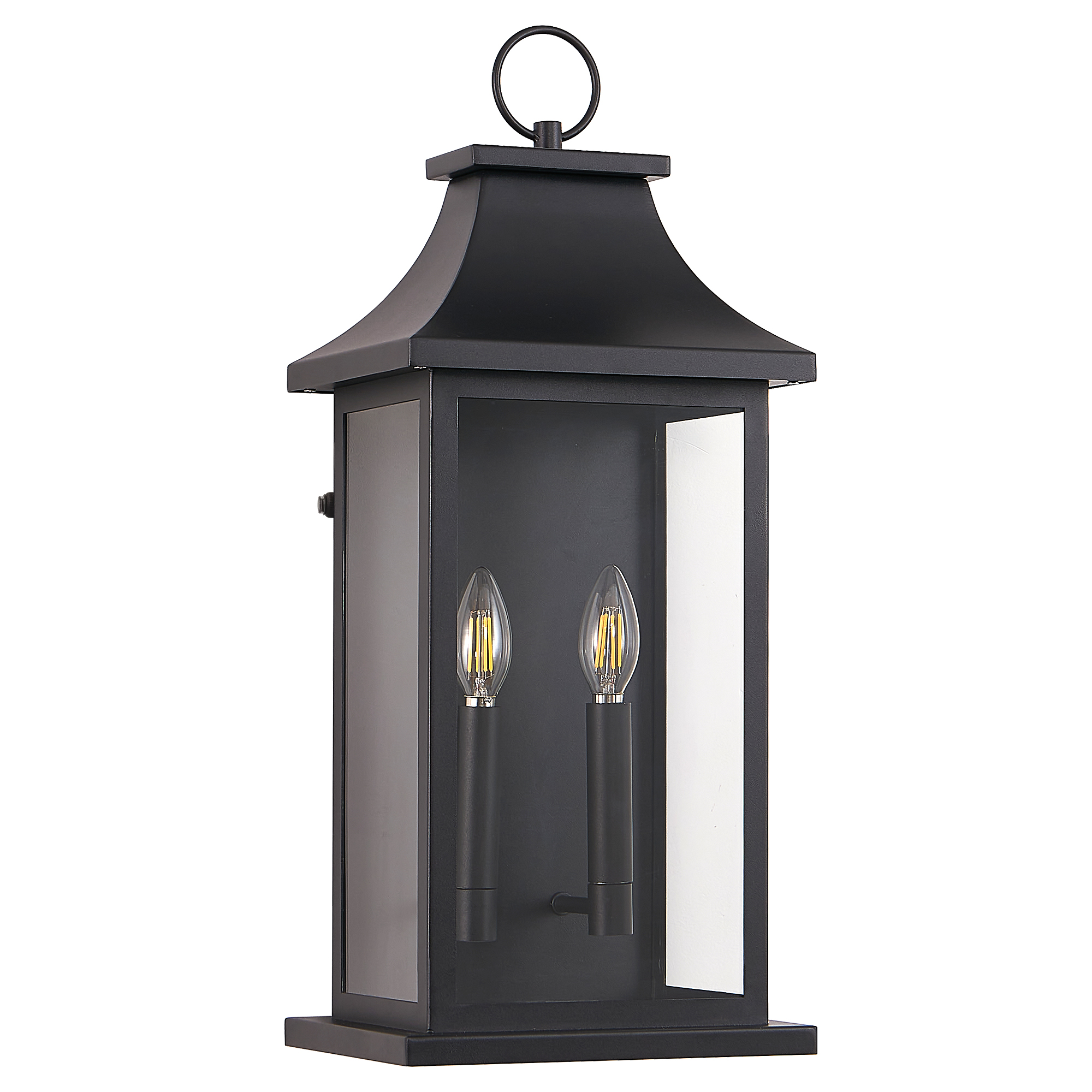 Dusk to Dawn Outdoor Wall Lantern 2-Light, 22.2" Large Outside Wall Sconce, Modern Black Wall Light Fixture with Glass, Waterproof Exterior Lamp for House, Porch, Garage photo 5