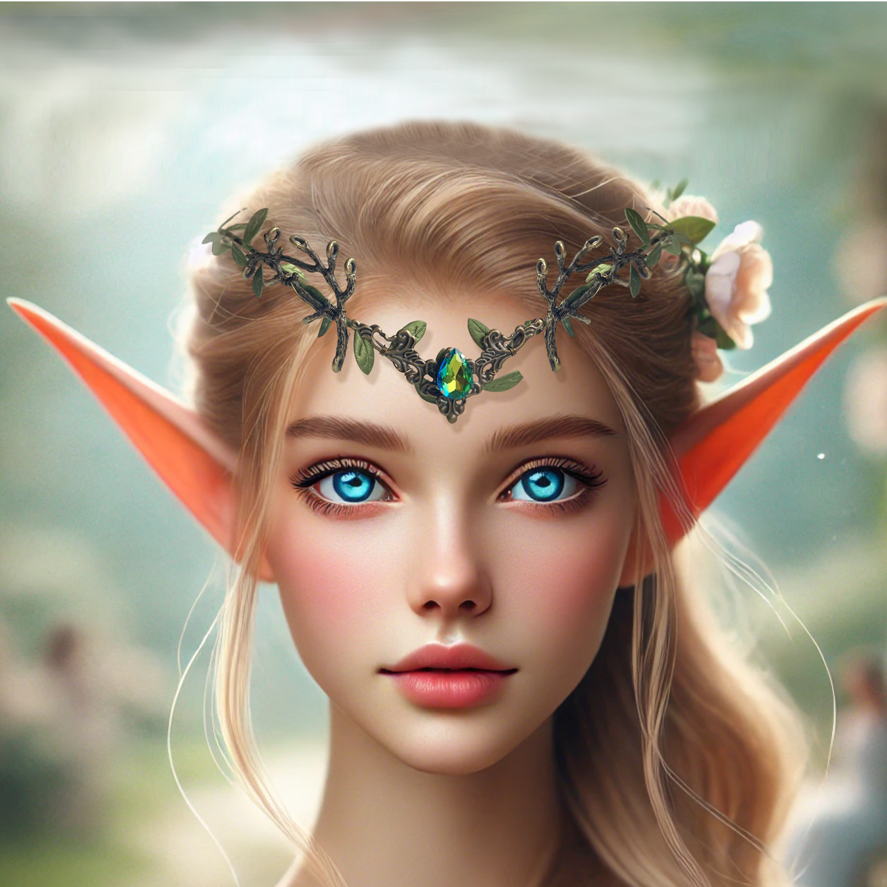 Leaf Water Drop Headband Female Elf Fairy Headdress photo 1