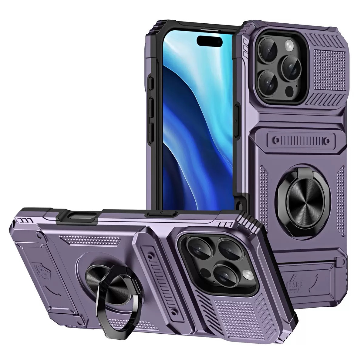 Hidden Card-Slot Magnetic Ring Stand Phone Case photo 2