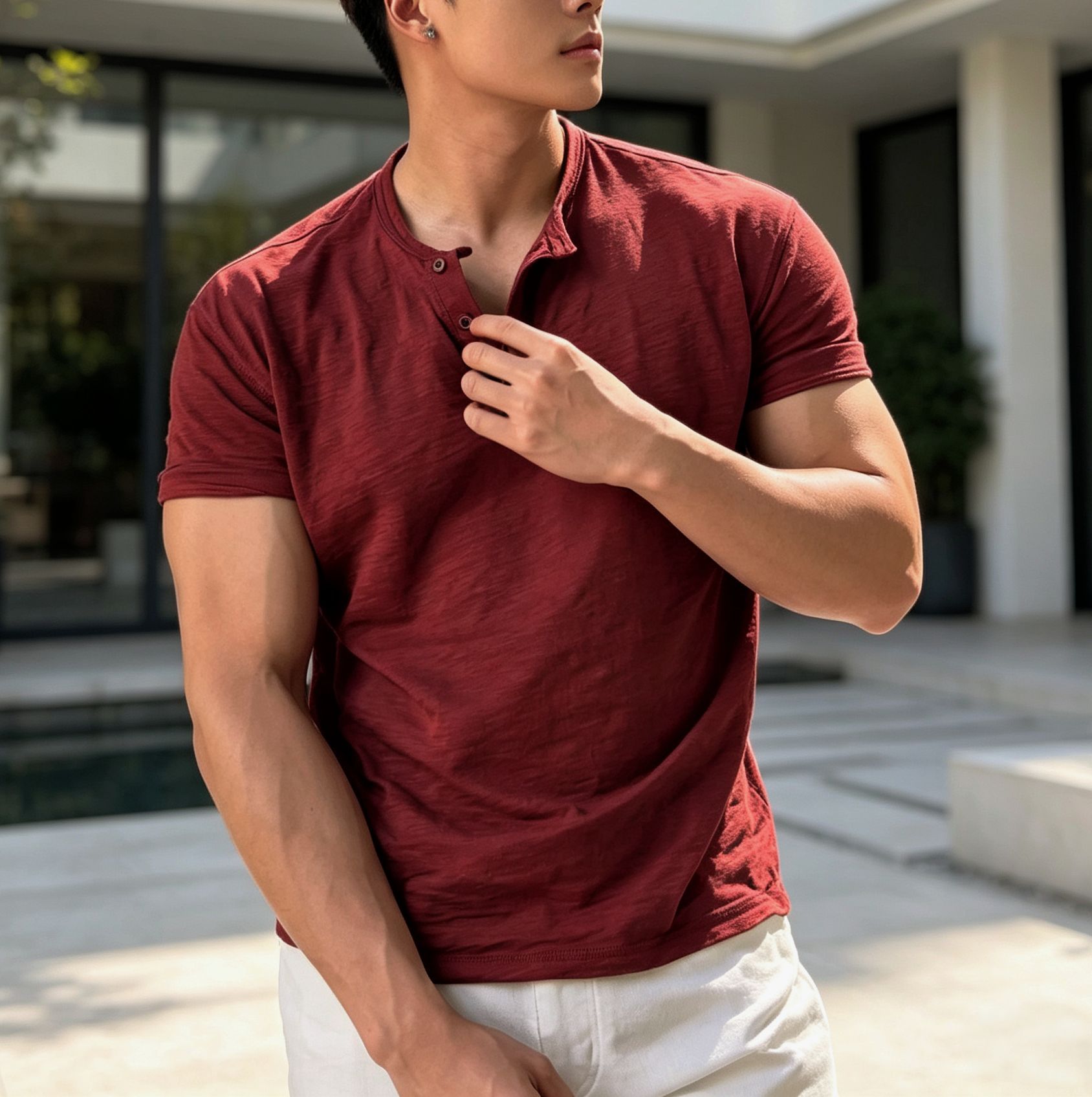 Distressed-style Mens Short-sleeve American T-shirt photo 8
