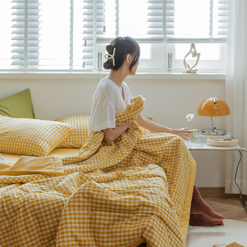 Japanese-style All-cotton Yarn-dyed Washed Cotton Summer Cooling Quilt photo 5