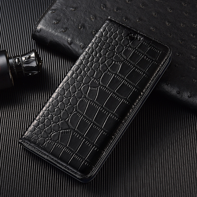 Top-layer Genuine Leather Crocodile-pattern Flip Phone Case photo 6