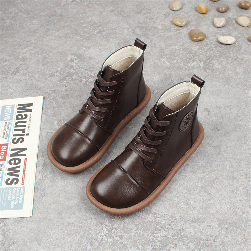 Women's Fleece-lined Lace-up Round-toe Ankle Boots photo 3