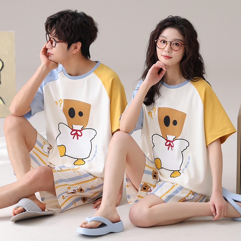 Outdoor Wear Loose Short-sleeved Shorts Couple Pajamas photo 5