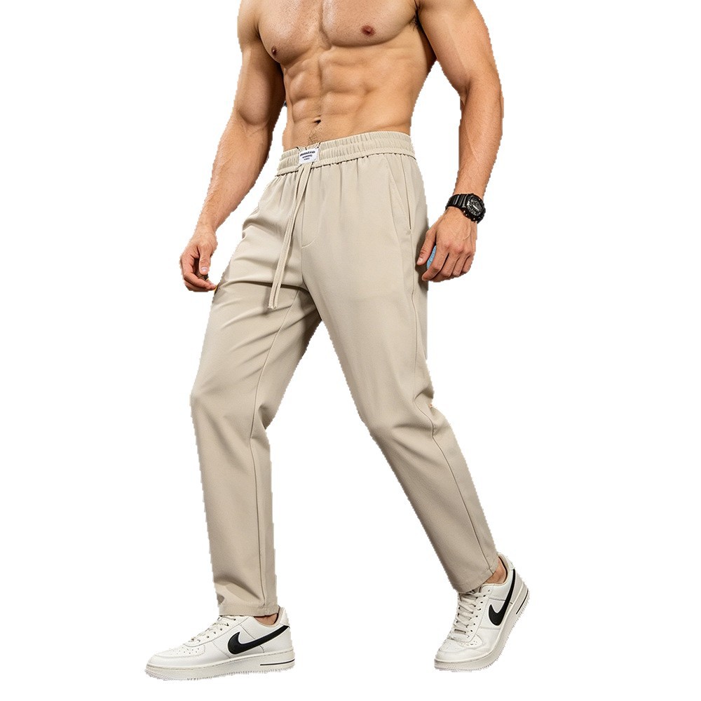 Men's Anti-wrinkle Elastic Waist Micro-cone Straight Casual Pants photo 4