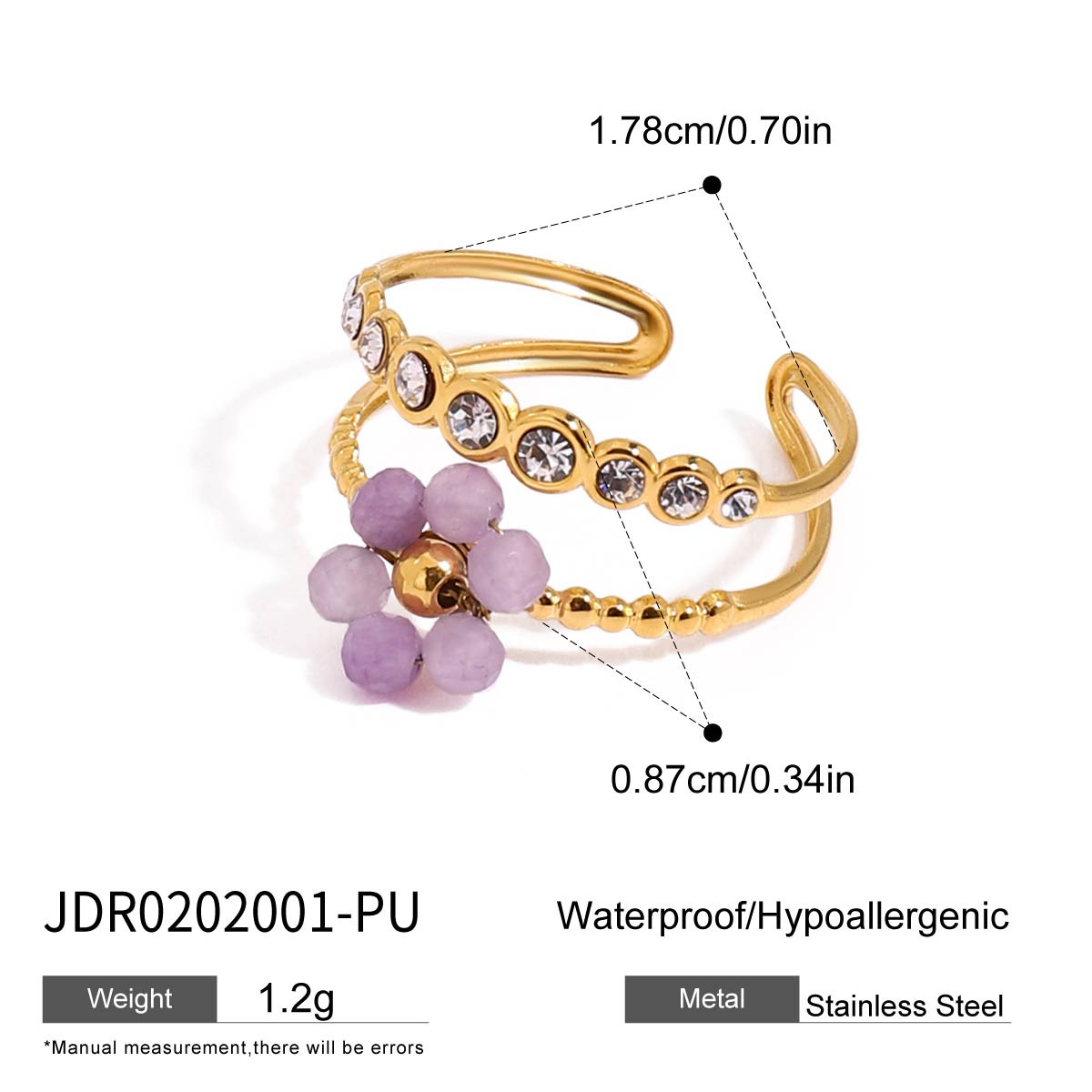 Stainless Steel Colorful Natural Stone Mitten-type Bracelet photo 7