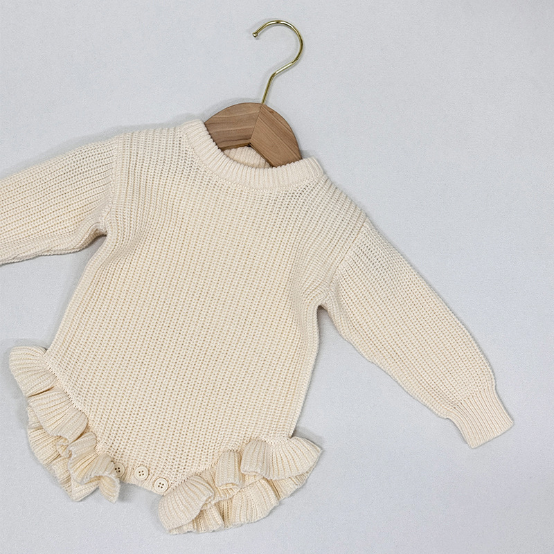 Children's Solid Color Class A Knitted Baby Onesie photo 4