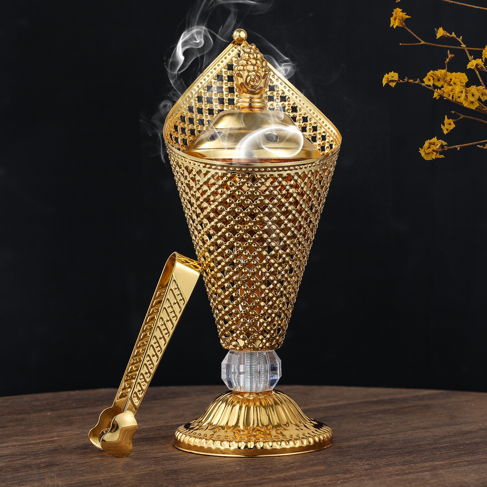 Golden Hollowed-Out Middle Eastern Incense Burner photo 2
