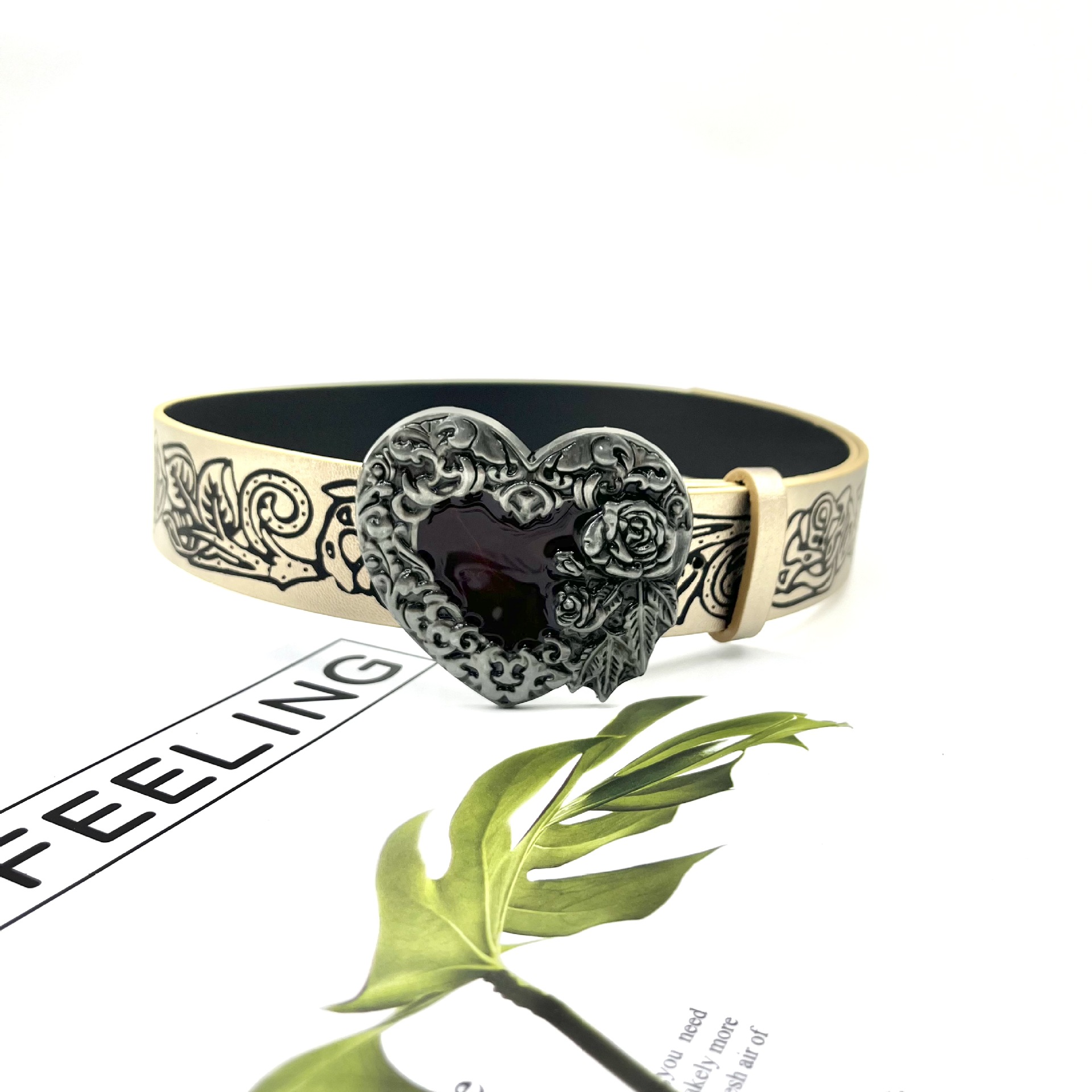 New Vintage Embossed Heart Belt For Women photo 7
