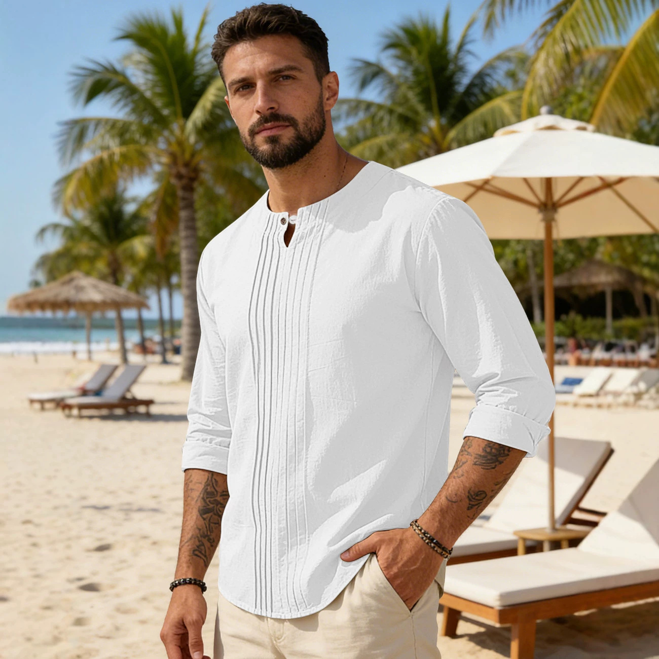 Men's Round-neck, Loose-fit Outerwear Pullover Shirt photo 1