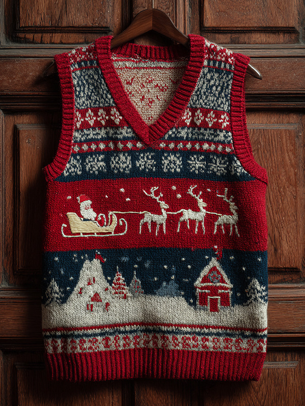V-neck Knitted Vest Sleeveless Waistcoat photo 4