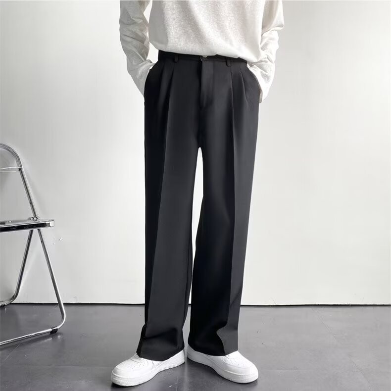 Loose-fitting Straight-leg Trousers Ice-silk White Suit Pants For Men photo 3