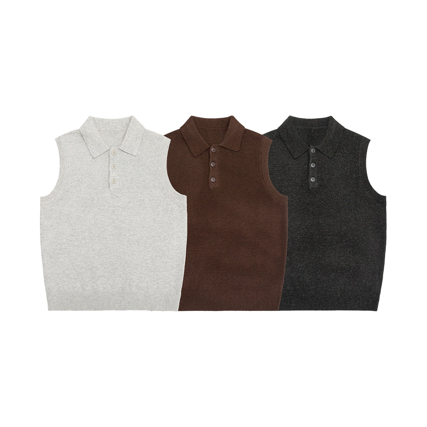 Mens Lapel-Neck Sleeveless Knitted Sweater Vest Top photo 7