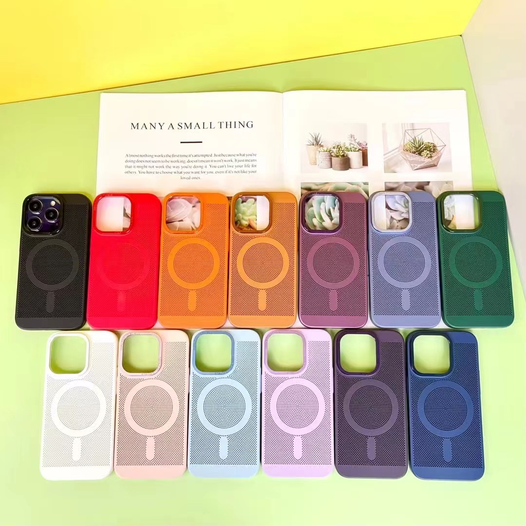 Magsafe Magnetic Suction Mobile Phone Case Anti-fall Heat Dissipation Net Protection Cover photo 1