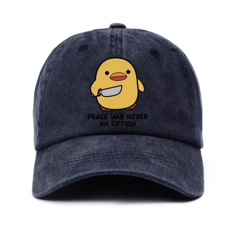 Playful Yellow Duck Print Washed And Distressed Baseball Cap With A Fun Peaked Brim photo 6