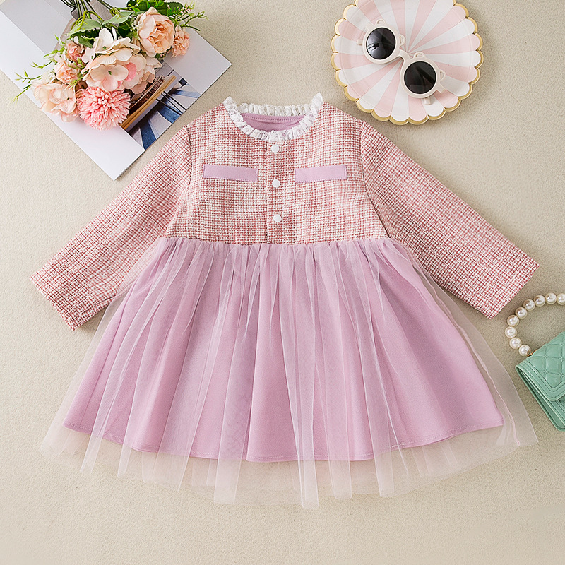 New Autumnwinter Lace-neck Mesh Dress For Girls photo 4