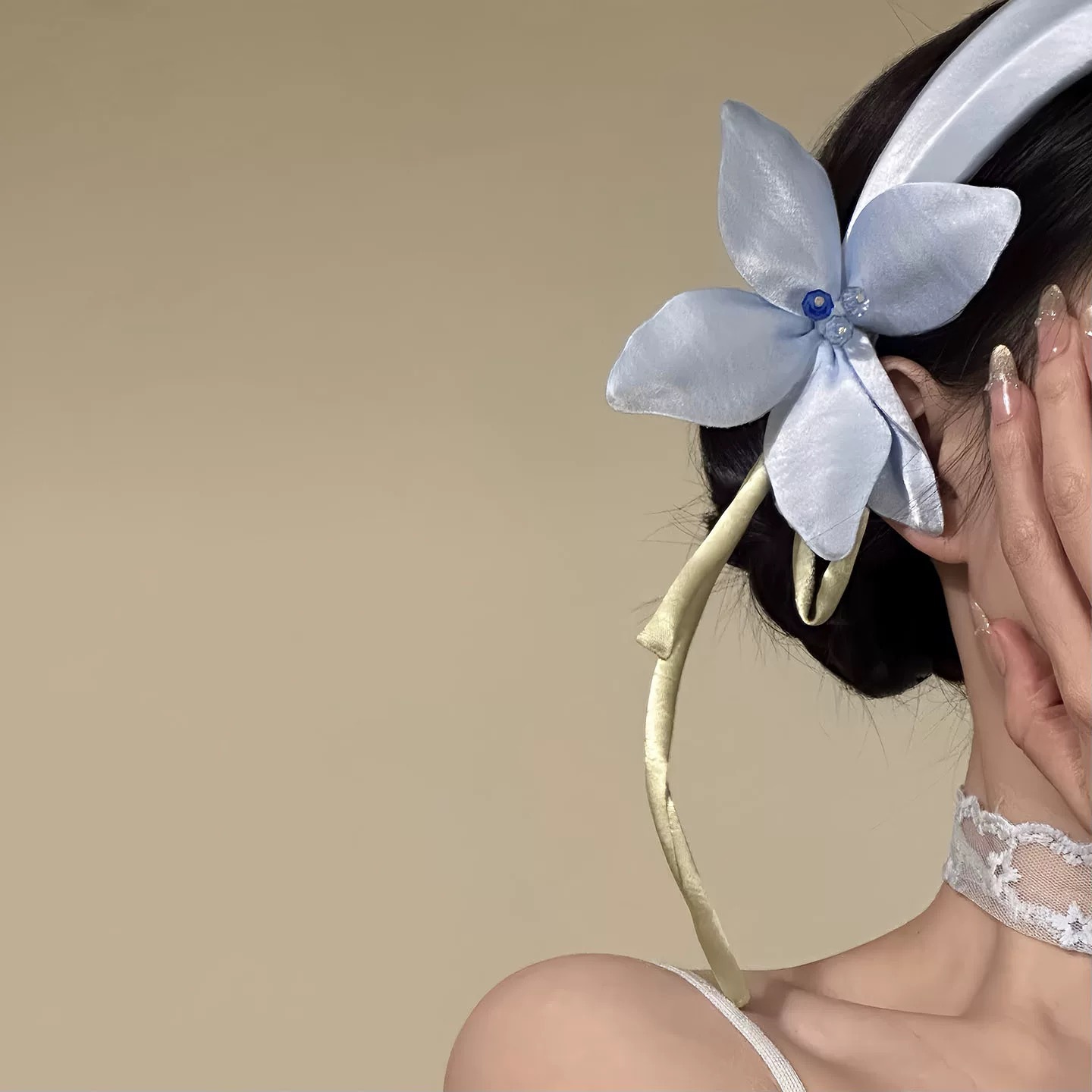 Blue Lily Flower Hairband Headpiece photo 5