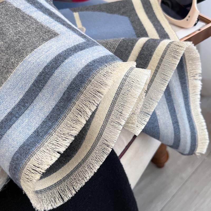 Women's Autumn Winter Color-Block Double-Faced Jacquard Scarf photo 6