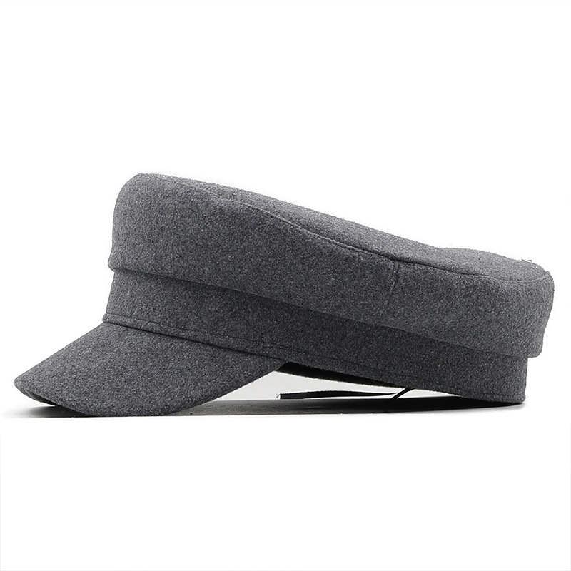 Simple Solid-color Military For Women British Retro Smooth-surface Flat-top Baseball Cap photo 7