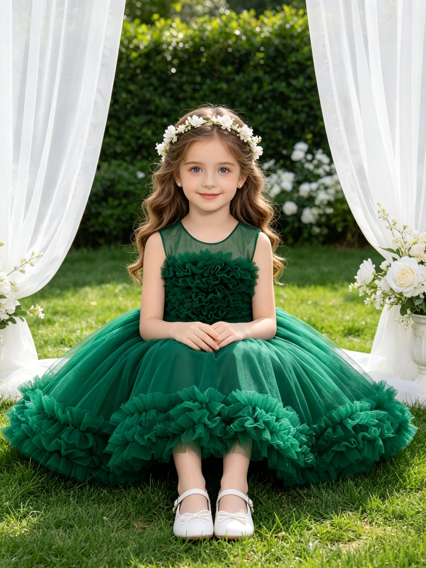 Girls' Formal Dress, Festive Performance Outfit, Tulle Puffy Dress photo 8