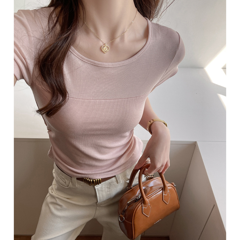 High-end Short-sleeve Top With A Spliced photo 7