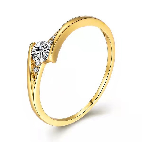 Mens Gold Alloy Round Engagement Ring photo 6